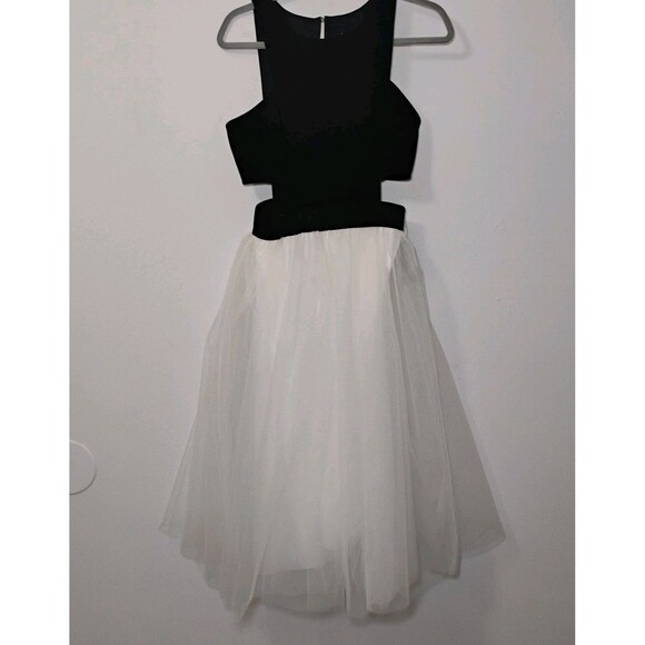 NWT Tutu Dress Cut out Balletcore Bodycon Formal Black Swan Juniors 9/10 - Picture 1 of 12